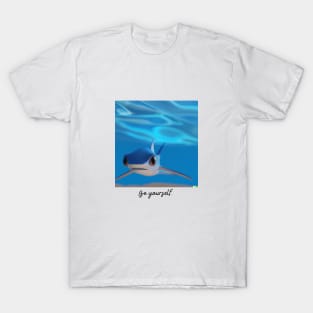 Under the Sea: Digital Art of a Baby Shark in its Natural Habitat T-Shirt